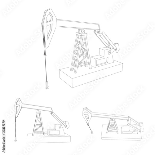 Oil pump jack.Isolated on w...