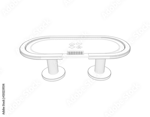 Poker table. Vector outline illustration.