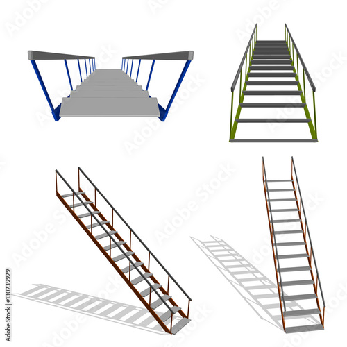 Stairs set. 3d Vector illus...