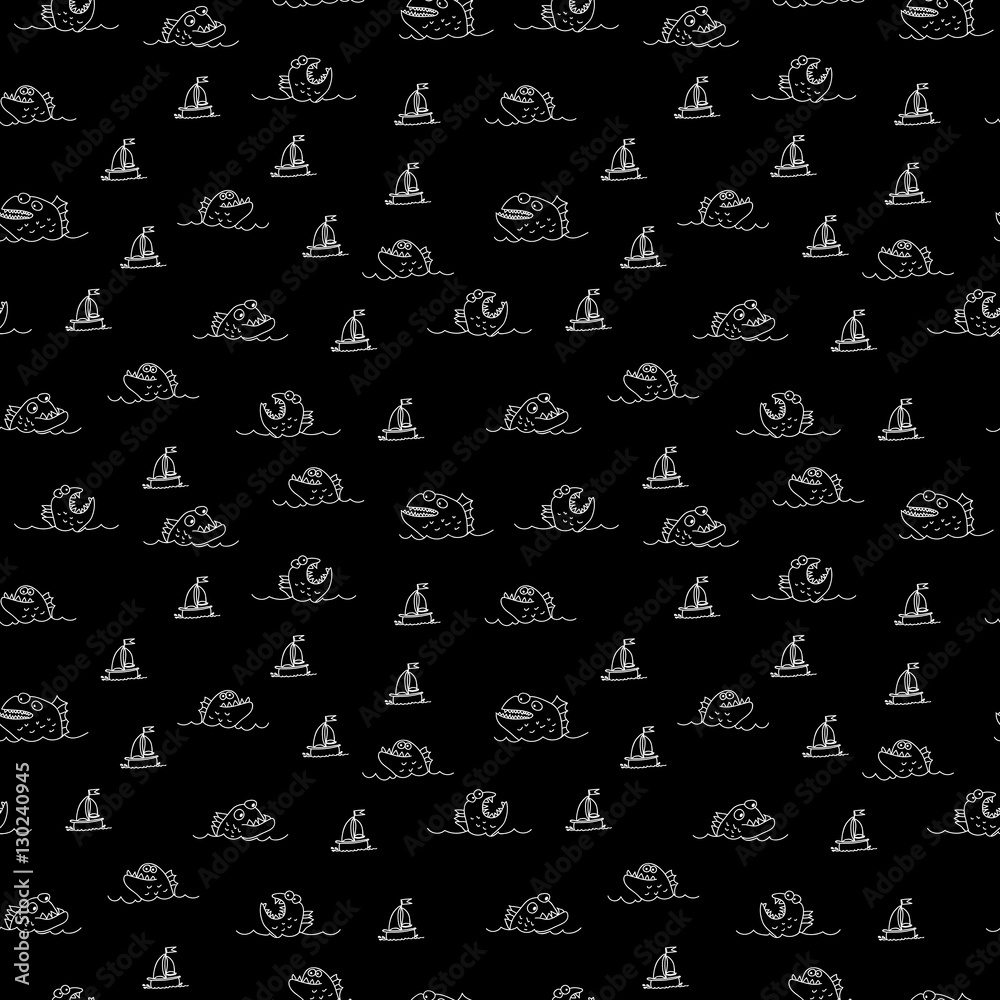 Piranha seamless pattern.