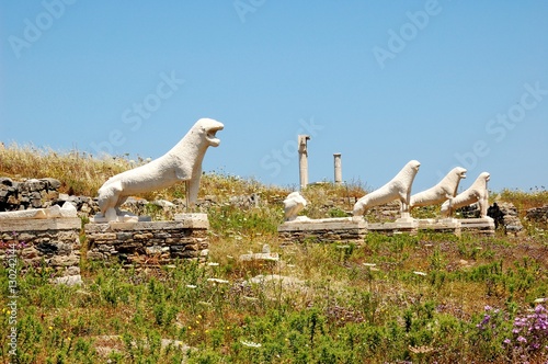 Alley Of The Lions. About 5 century BC, the island of Delos, Greece/The ruins of the ancient lion statues. Marble. Filmed during the tour of the Mediterranean world. 