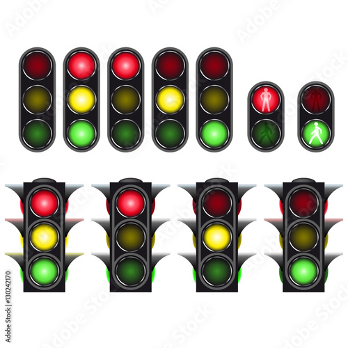 Traffic light set isolated on white background. For Your business. Vetor Illustration