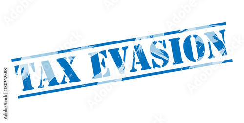 Fotografie tax evasion blue stamp on white background