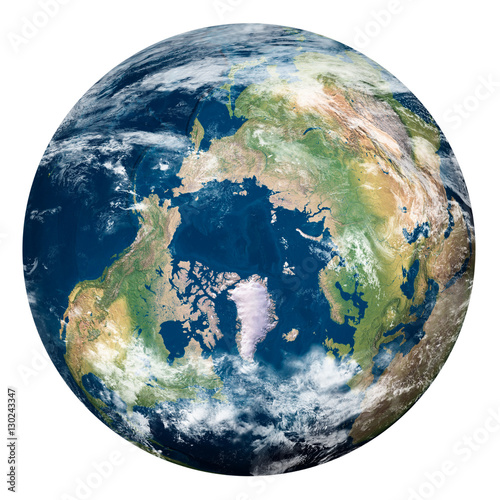 Fototapeta Naklejka Na Ścianę i Meble -  Planet Earth with clouds, North Pole - Pianeta Terra con nuvole, Polo Nord