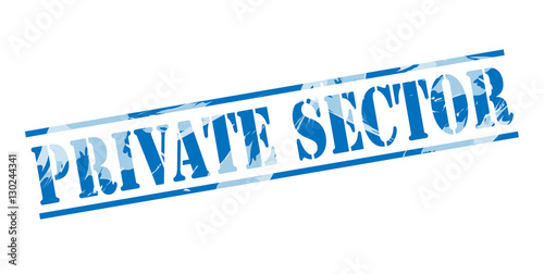 private sector blue stamp on white background