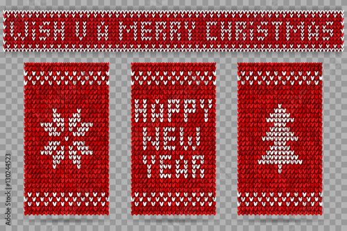 Knitted happy new year vector greeting cards