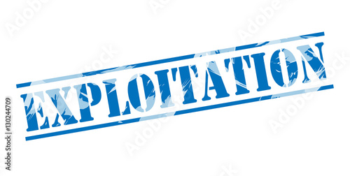 Tableau sur toile exploitation blue stamp on white background