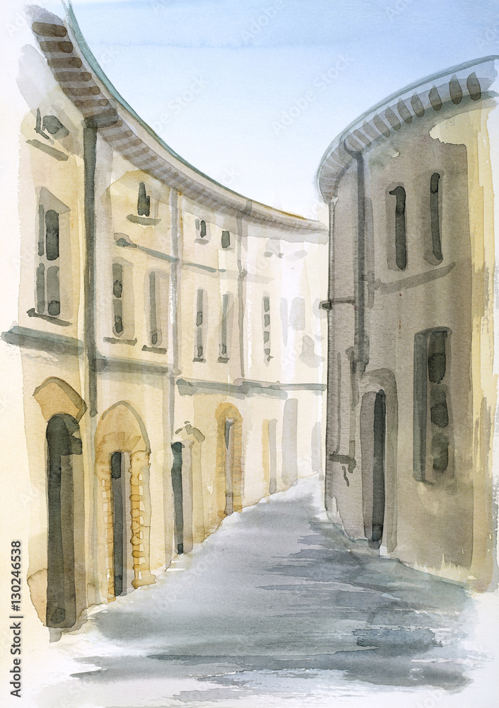 Tuscany watercolor painting