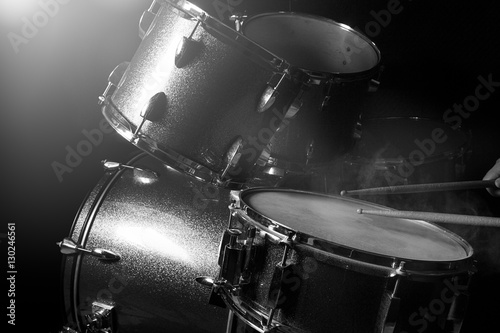 Photography The man is playing drumset