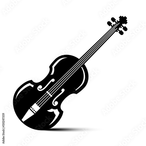 Violin Icon. Vector Black Musical Instrument Illustration.