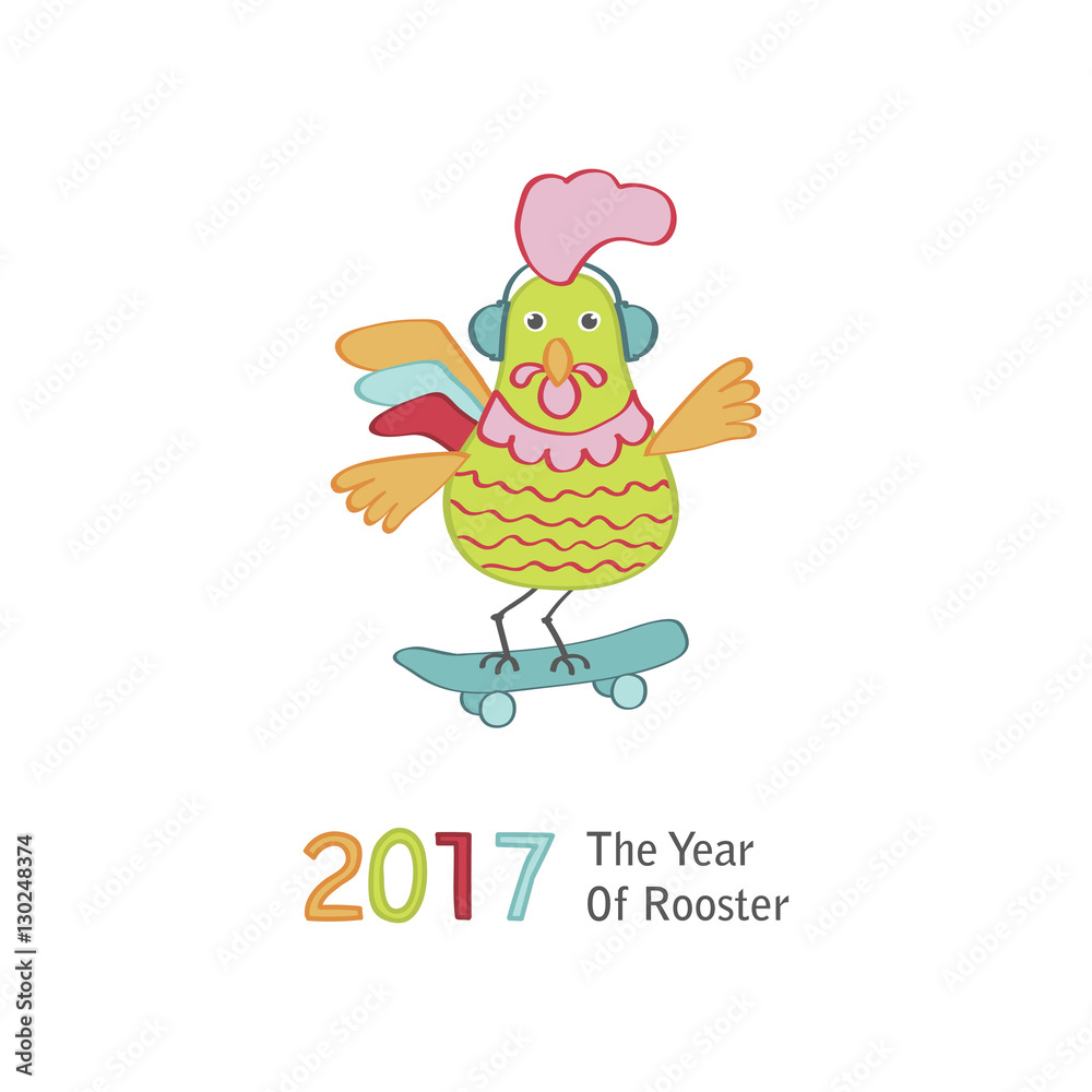 Cute cartoon rooster character illustration. Calendar template for creating a calendar with funny cocks. Symbol of 2017 red rooster Chinese New Year Cute cartoon rooster character illustration. Calendar template for creating a calendar with funny cocks. Symbol of 2017 red rooster Chinese New Year