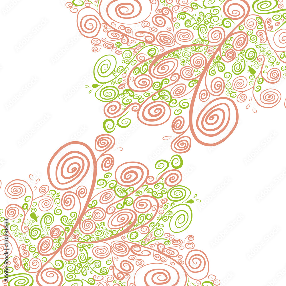 Green and orange Vector floral oriental isolated Green and orange Vector floral oriental isolated
