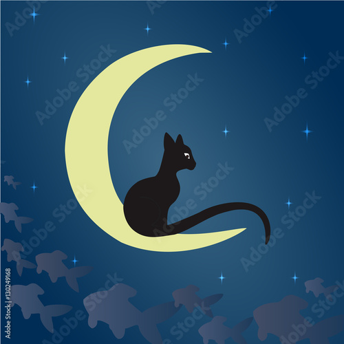 Black cat on the moon