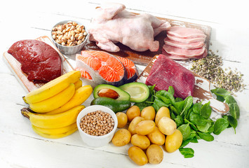 Natural products rich in vitamin B6. Healthy food concept.