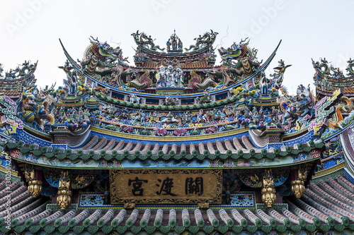 Colourful ornamented roof, Guandu temple, Guandu, Taipeh, Taiwan