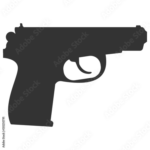 Pistol handgun silhouette security and military weapon. Metal pistol gun. Criminal and police firearm vector illustration. photo