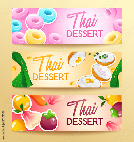 Thai Dessert   Vector Illustration