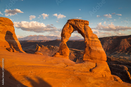 Famous Delicate Arch at sunset, Utah, USA