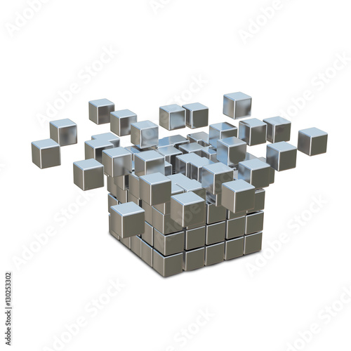 3D Illustration Collapsible Metal Cube