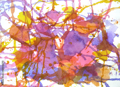 Abstract watercolor chaotic vector background with splashes