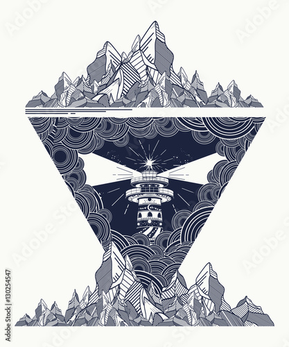 Lighthouse in the storm tattoo art