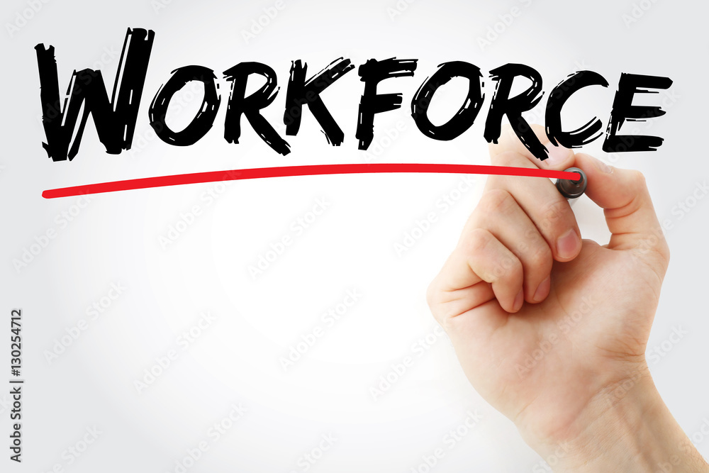 Hand writing Workforce with marker, concept background Hand writing Workforce with marker, concept background