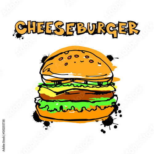 vector beef illustration hamburger sandwich cheese cheeseburger