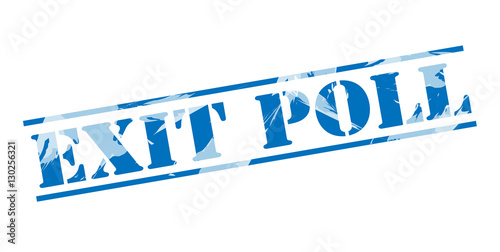 exit poll blue stamp on white background