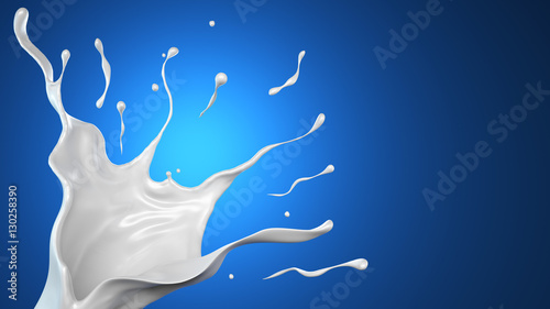 Splash of milk. 3d illustration, 3d rendering.