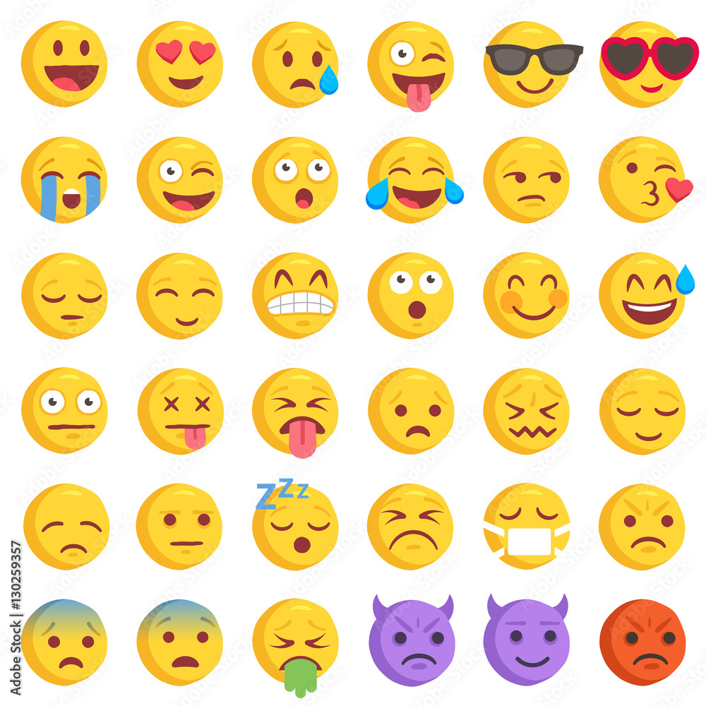 Vector rough Flat Emoticon big set Vector rough Flat Emoticon big set