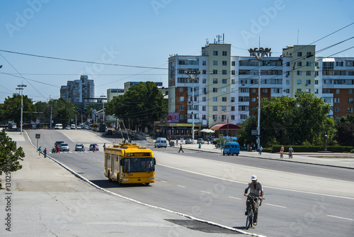 Central street in the center of Tiraspol, capital of the Republic of Transnistria, Moldova photo