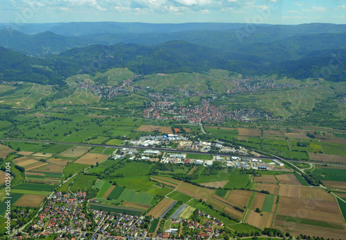 aerial view of the Baden vine region near the town of Steinbach in Baden Germany