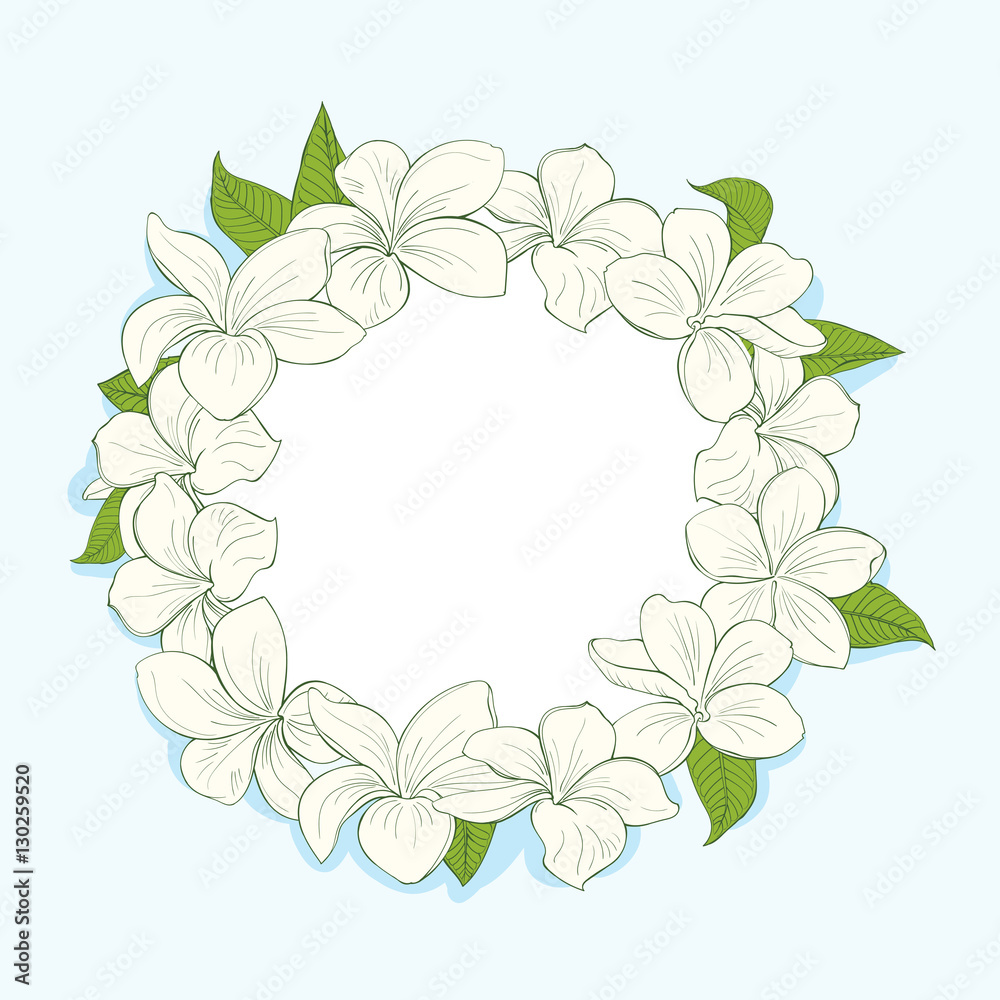 Circle frame with plumeria flowers Circle frame with plumeria flowers
