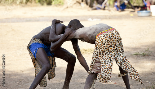 South Sudanese wrestlers in South Sudan photo