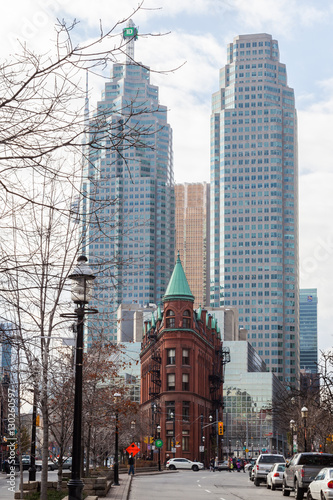 Canvas Print Red-brick Gooderham Building with new buildings in background in Toronto, Canada
Gooderham Building is a historic landmark of Toronto