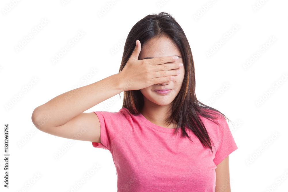 Young Asian woman close her eyes with hand.. Young Asian woman close her eyes with hand..