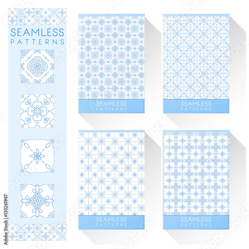 Set of simple line seamless patterns , vector , illustration