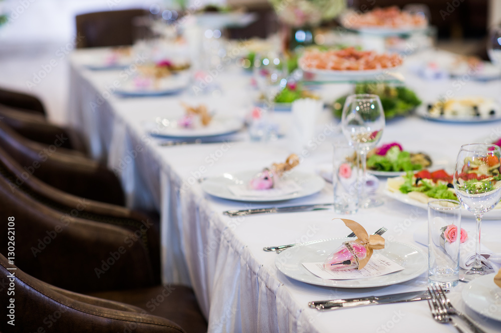 Fototapeta premium The elegant dinner table at restaurant