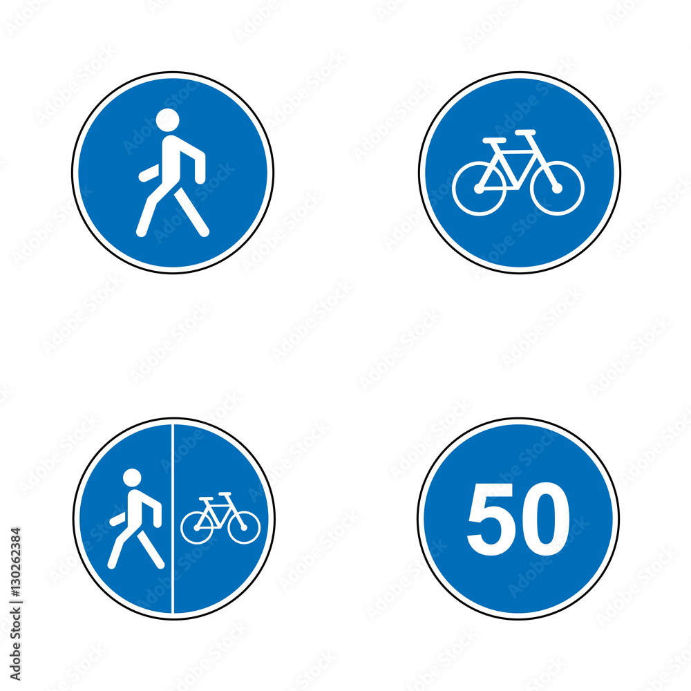 Set of road signs. Signboards. Collection of mandatory traffic signs. Vector illustration. Set of road signs. Signboards. Collection of mandatory traffic signs. Vector illustration.