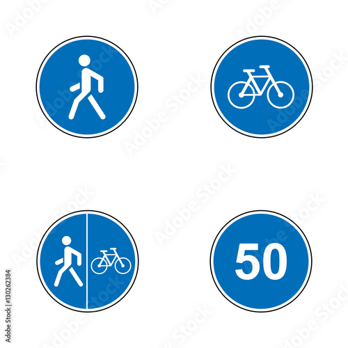 Set of road signs. Signboards. Collection of mandatory traffic signs. Vector illustration.