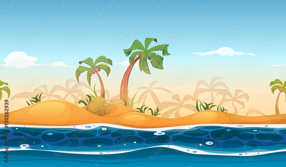 Fototapeta premium Seamless Tropical Beach Landscape
