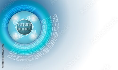Vector abstract background with circular binary code and the wor