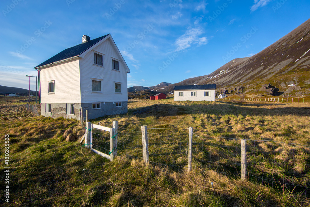 A white house in the spring