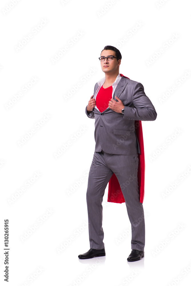 Young businessman wearing red cover on white Young businessman wearing red cover on white