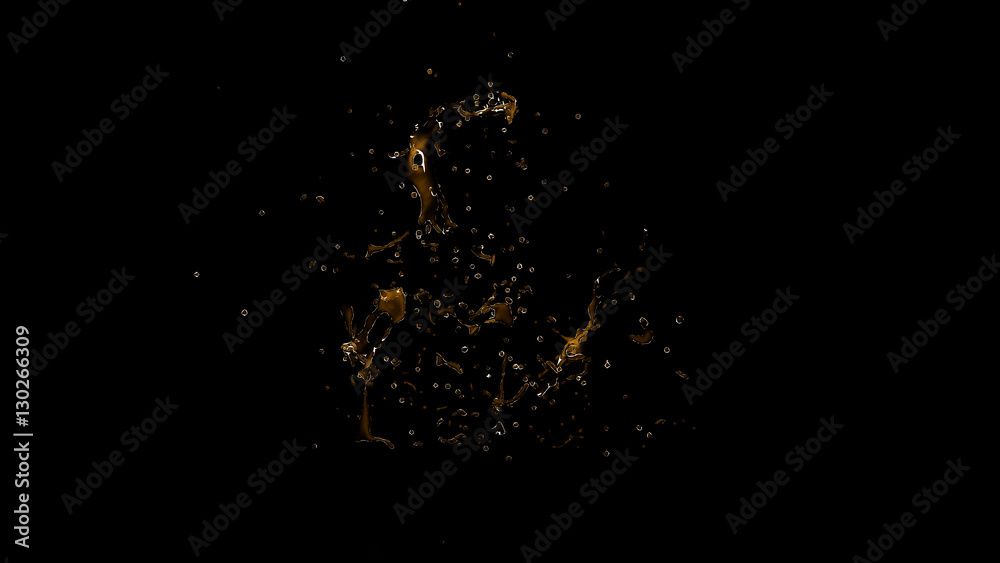 Beautiful splash of water isolated on a black background. 3d ill