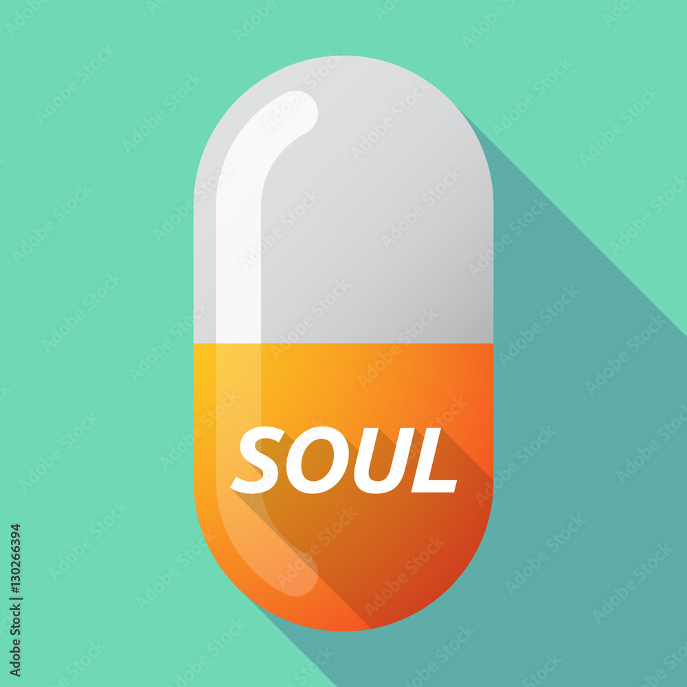 Long shadow medical pill with    the text SOUL