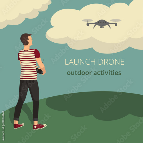 Vector Illustration on the theme of launch drone.