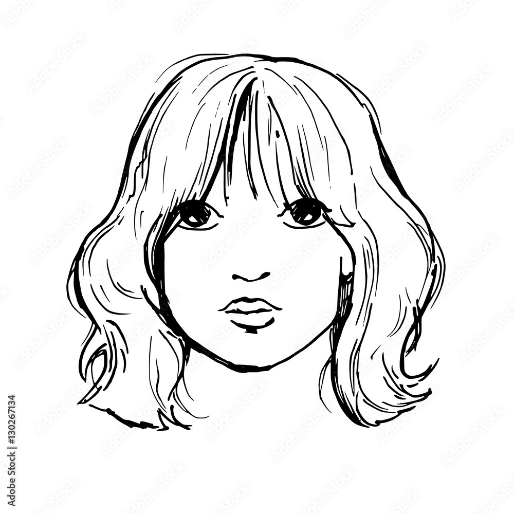 Young woman. Hairstyle. Sketch. Young woman. Hairstyle. Sketch.
