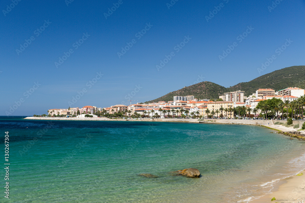 The rocks and pebbles of the shoreline in Ajaccio in Corsica
