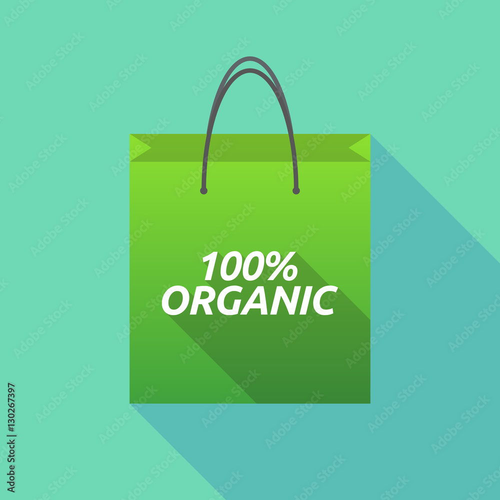Long shadow shopping bag with the text 100% ORGANIC Long shadow shopping bag with the text 100% ORGANIC